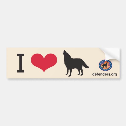 Iハートのオオカミ バンパーステッカー (正面)