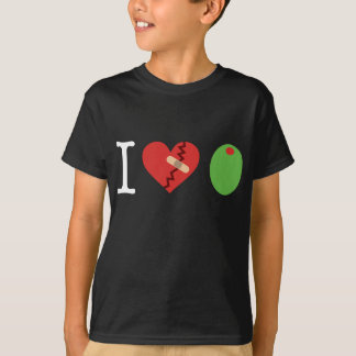 Iハートのオリーブは結合します戦いの子供のTシャツ(黒)を Tシャツ