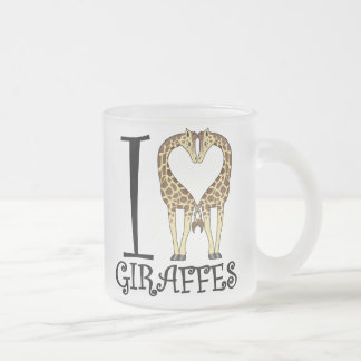 Iハートのキリン フロストグラスマグカップ