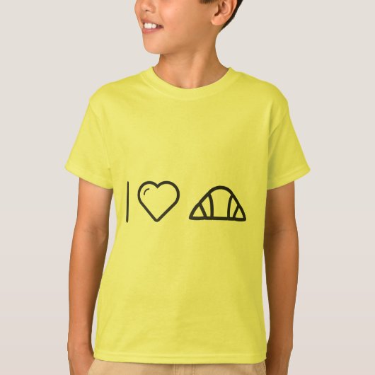 Iハートのクロワッサンのパン Tシャツ (正面)