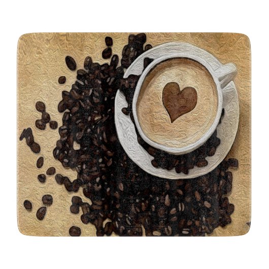Iハートのコーヒー カッティングボード (正面)