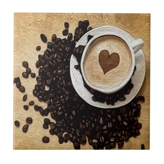 Iハートのコーヒー タイル (正面)
