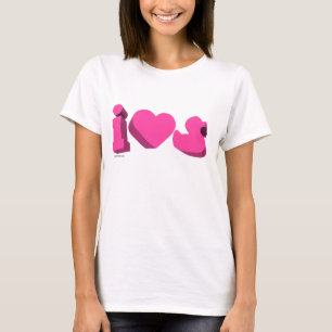 Iハートのゴムは3Dを引込めます(女の子らしい) Tシャツ