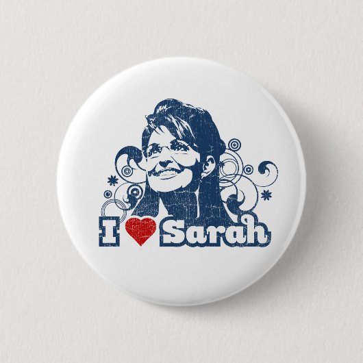 Iハートのサラ・ペイリン氏ボタン 缶バッジ (正面)