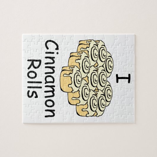 Iハートのシナモンロールかわいい甘い愛パン ジグソーパズル (横)