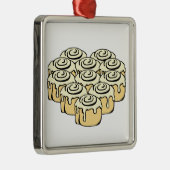 Iハートのシナモンロール甘い愛パンの漫画 メタルオーナメント (右)