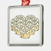 Iハートのシナモンロール甘い愛パンの漫画 メタルオーナメント (左)