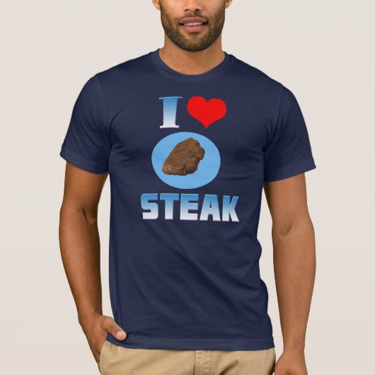 Iハートのステーキのワイシャツ Tシャツ (正面)