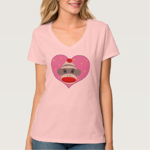 Iハートのソックス猿のTシャツ Tシャツ