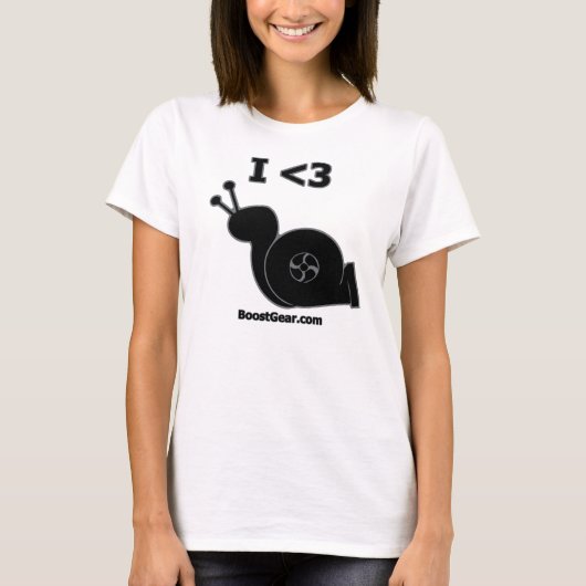 Iハートのターボかたつむり- BoostGear著レディースTシャツ Tシャツ (正面)