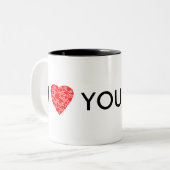 Iハートのテキスト |カスタマイズするギフト ツートーンマグカップ (正面左)