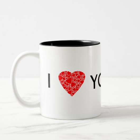 Iハートのテキスト |カスタマイズするギフト ツートーンマグカップ (左)