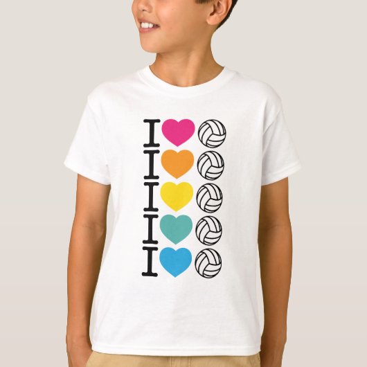 Iハートのバレーボール-虹 Tシャツ (正面)