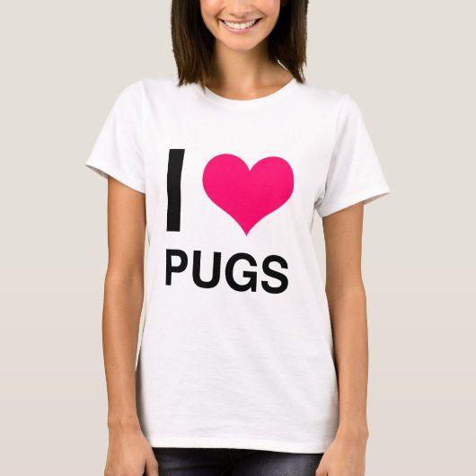 Iハートのパグ Tシャツ (正面)