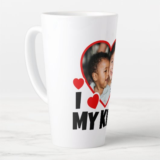 Iハートのパーソナライズされた写真 カフェラテマグ (左アングル)