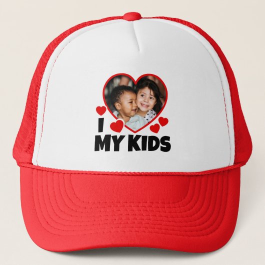 Iハートのパーソナライズされた写真 キャップ (正面)