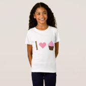 Iハートのピンクのカップケーキのワイシャツ Tシャツ (正面フル)