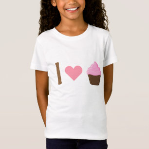 Iハートのピンクのカップケーキのワイシャツ Tシャツ