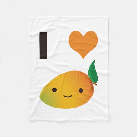 Iハートのマンゴ フリースブランケット (正面)