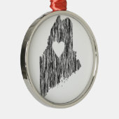 Iハートのメインのグランジな一見の輪郭の州愛 メタルオーナメント (右)