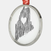 Iハートのメインのグランジな一見の輪郭の州愛 メタルオーナメント (左)