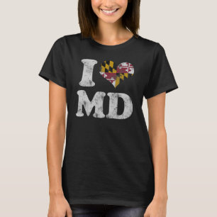 Iハートのメリーランドの旗MD Tシャツ