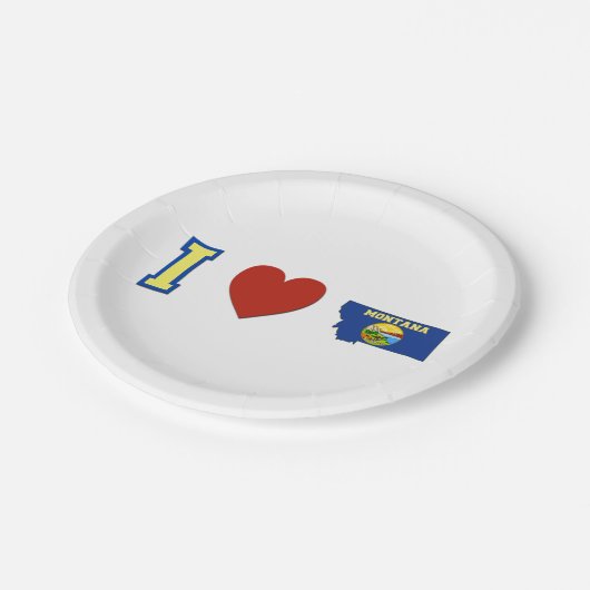 Iハートのモンタナの紙のパーティーのプレート ペーパープレート (アングル)