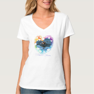 Iハートのラッコの多彩な女性Tシャツ Tシャツ