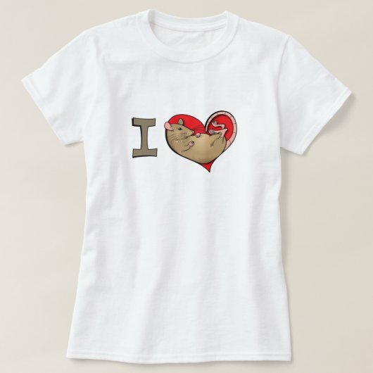 Iハートのラット(日焼け) Tシャツ (デザイン正面)