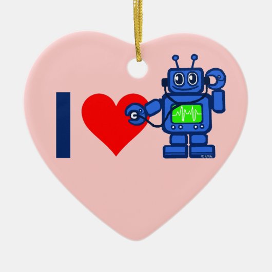 Iハートのロボット セラミックオーナメント (正面)