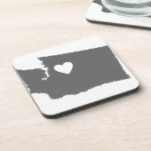 Iハートのワシントン州のグランジな一見の輪郭の州愛 コースター (左側)