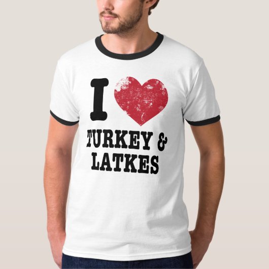 Iハートの七面鳥のLatkes Tシャツ (正面)
