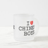 Iハートの中国人の男の子 フロストグラスマグカップ