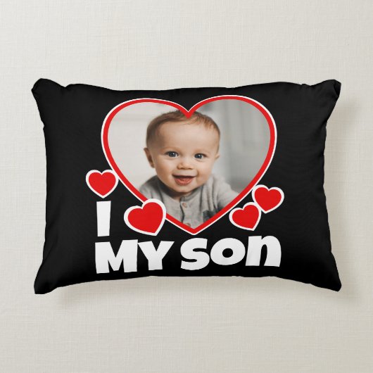 Iハートの写真パーソナライズされた アクセントクッション (正面)