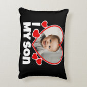 Iハートの写真パーソナライズされた アクセントクッション (裏面(縦))