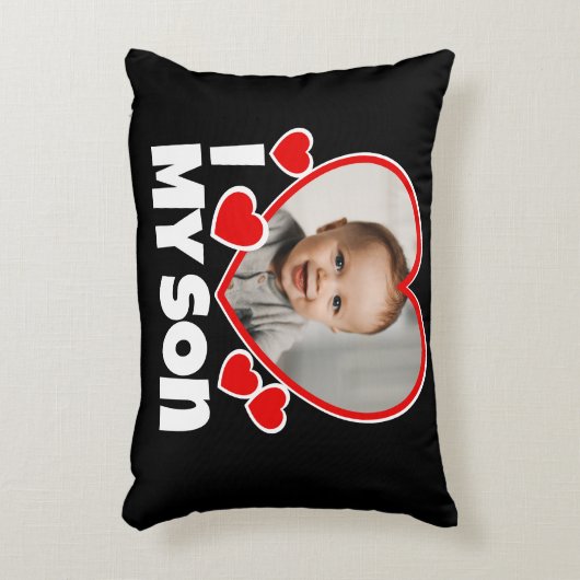 Iハートの写真パーソナライズされた アクセントクッション (正面(垂直))