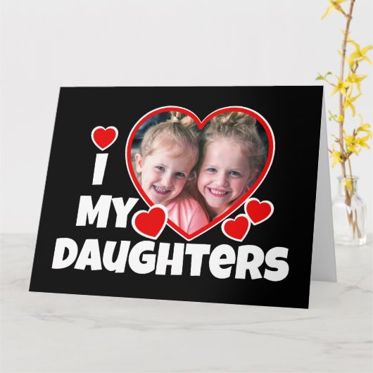 Iハートの娘の写真パーソナライズされたの挨拶 カード (黄色い花)