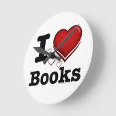 Iハートの本! 私は本を愛します! (尾行されたハート) ラウンド壁時計 (傾斜)