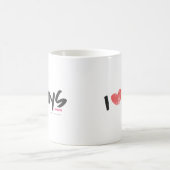 Iハートの男の子のピンク コーヒーマグカップ (中央)