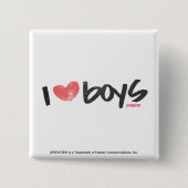 Iハートの男の子のピンク 缶バッジ (正面)