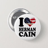 Iハートの米国旗のヘルマンカインボタン 缶バッジ (正面&裏面)