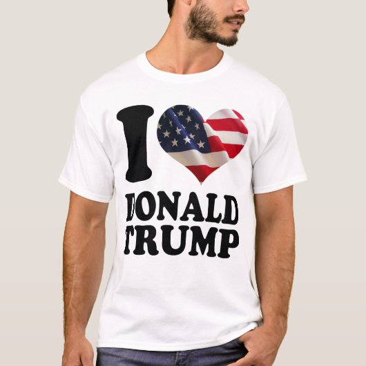 Iハートの米国旗ドナルド・トランプ Tシャツ (正面)