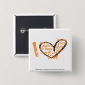 Iハートの落書きのオレンジ 缶バッジ (正面&裏面)