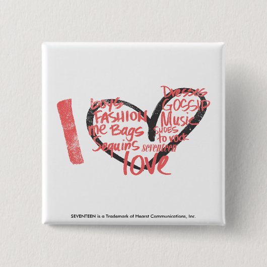 Iハートの落書きのピンク 缶バッジ (正面)