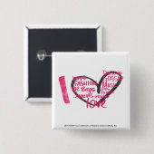 Iハートの落書きのマゼンタ 缶バッジ (正面&裏面)