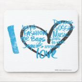 Iハートの落書きの水 マウスパッド (正面)