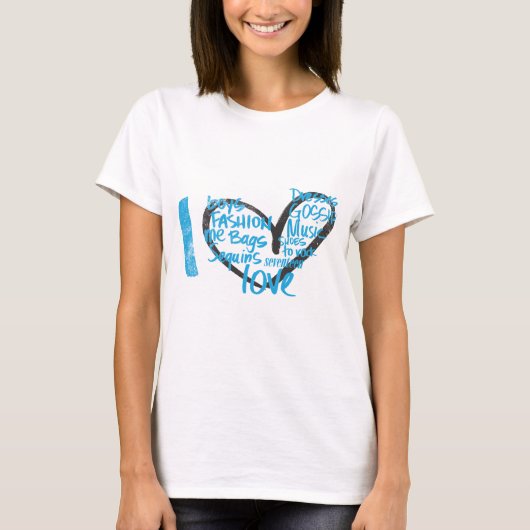Iハートの落書きの水 Tシャツ (正面)