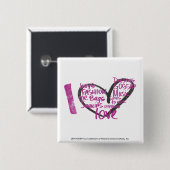 Iハートの落書きの紫色 缶バッジ (正面&裏面)