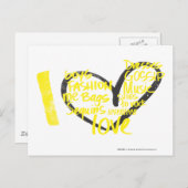 Iハートの落書きの黄色 ポストカード (正面/裏面)