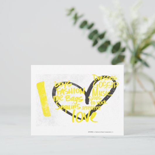 Iハートの落書きの黄色 ポストカード (スタンド正面)